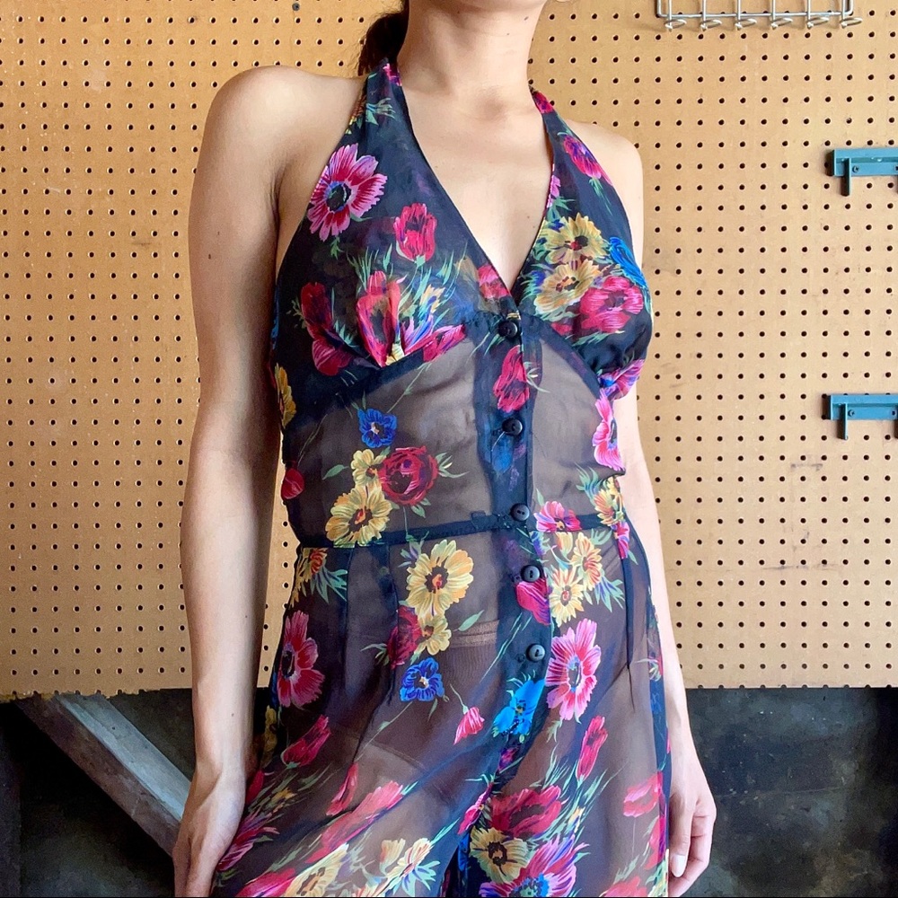 VINTAGE CHIFFON FLORAL ROMPER